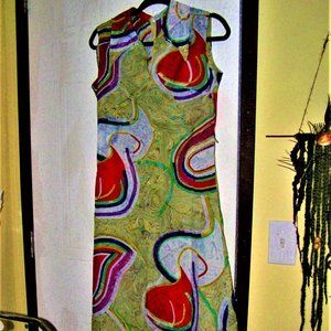 MID-CENTURY SILKY MAXI DRESS M